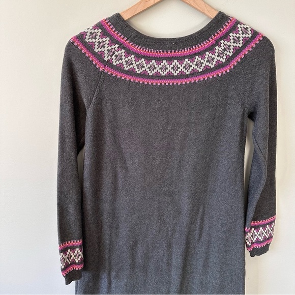 Hanna Andersson Fair Isle Sweater Dress Womens XS Gray & Violet Nordic Knit - Picture 10 of 13